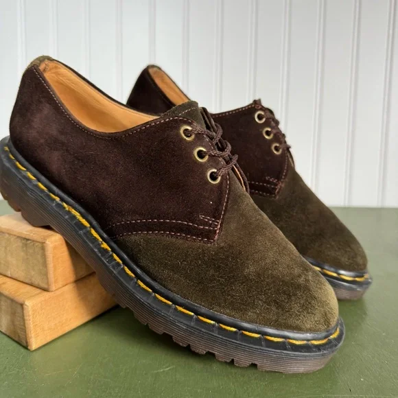 VTG England Two Tone Oxfords/Low Boots in Brown & Green Suede #1461-84 - Picture 2 of 10